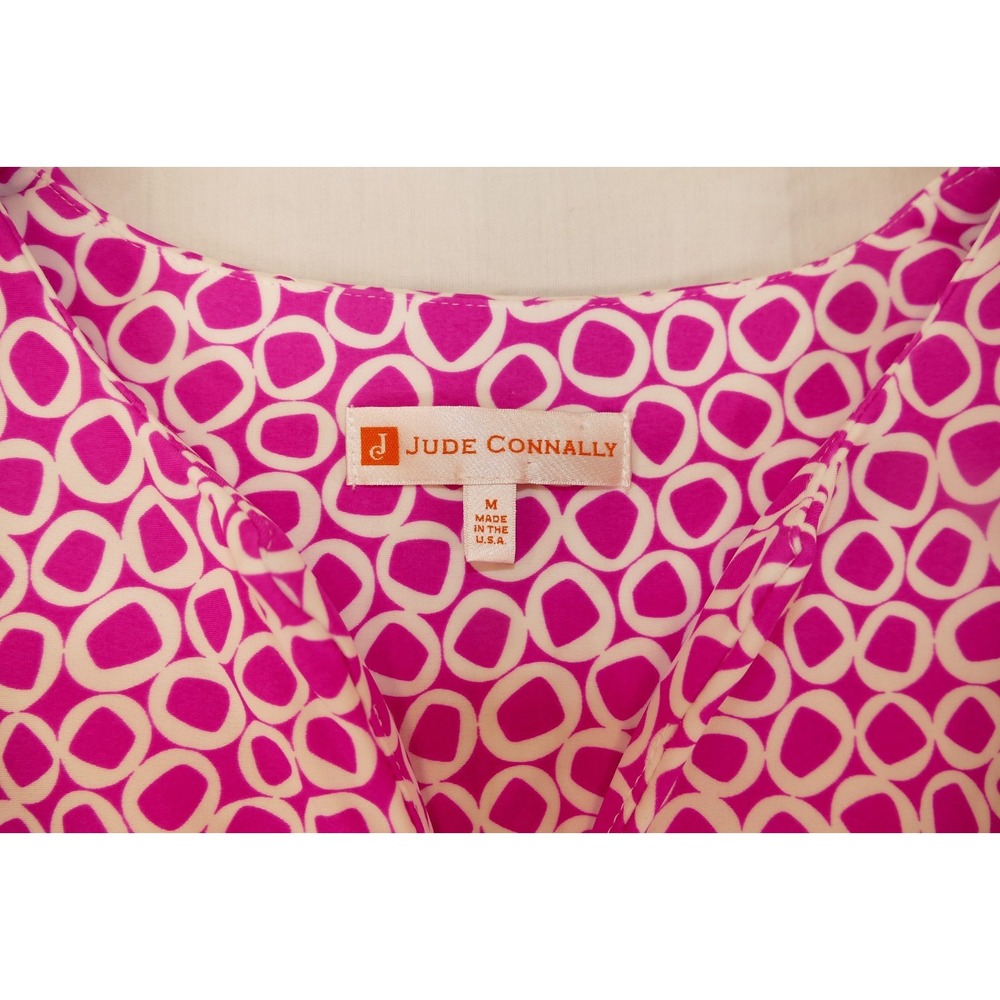 Jude Connally Lisa Geometric‎ Shift Dress Sz Medium Pink White Sleeveless - Picture 8 of 16